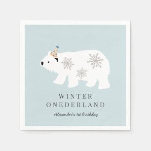 Polar Beer Winter Onederland Blue 1e verjaardag Servet