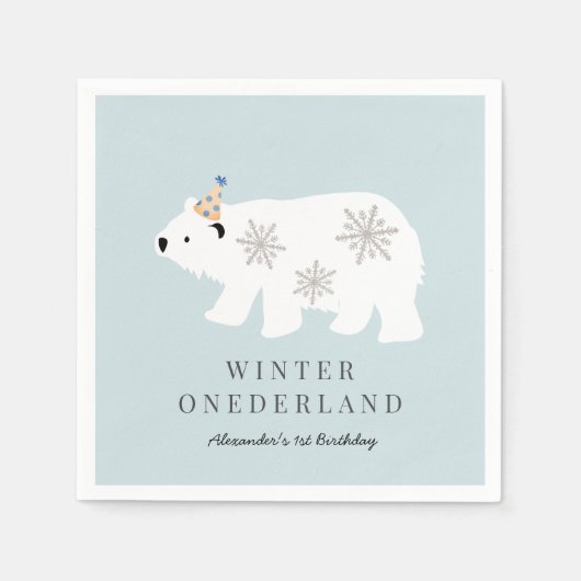 Polar Beer Winter Onederland Blue 1e verjaardag Servet (Voorkant)