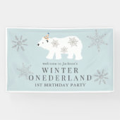 Polar Beer Winter Onederland Blue 1e verjaardag Spandoek (Horizontaal)