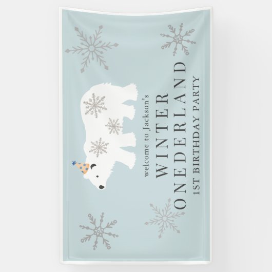 Polar Beer Winter Onederland Blue 1e verjaardag Spandoek (Verticaal)