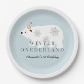 Polar Beer Winter Onederland Blue Birthday Papieren Bordje (Voorkant)