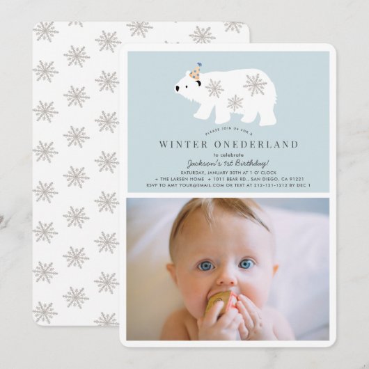 Polar Beer Winter Onederland Foto bl 1e Verjaardag Kaart (Voorkant / Achterkant)