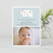 Polar Beer Winter Onederland Foto bl 1e Verjaardag Kaart (Staand voorkant)