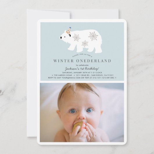 Polar Beer Winter Onederland Foto bl 1e Verjaardag Kaart (Voorkant)