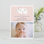 Polar Beer Winter Onederland Foto PK 1e Verjaardag Kaart (Staand voorkant)