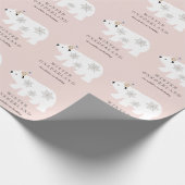 Polar Beer Winter Onederland Roze 1ste verjaardag Cadeaupapier (Hoek)
