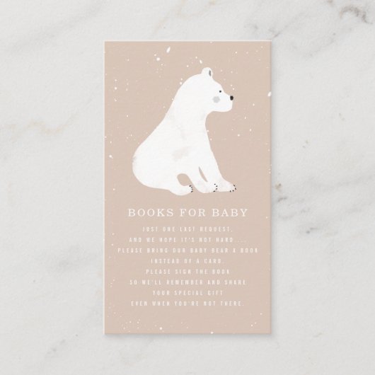 Polar Beer Winter Pink Baby shower Book Request Informatiekaartje (Voorkant)