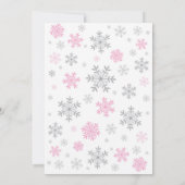 Polar Beer Winter Pink Girl Baby shower Snowflake Kaart (Achterkant)