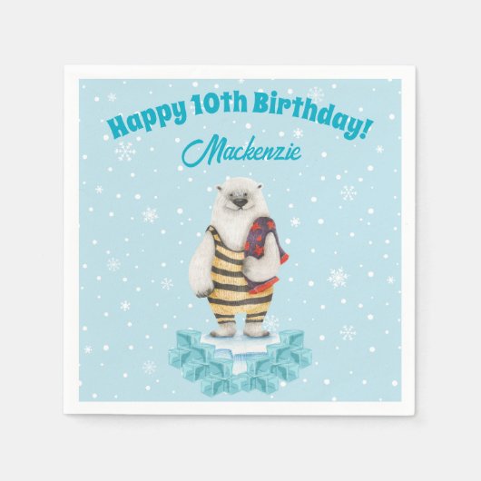 Polar Beer Winter Pool Kids Verjaardagsfeest Servet (Voorkant)