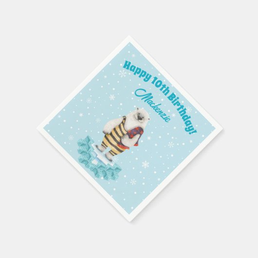 Polar Beer Winter Pool Kids Verjaardagsfeest Servet (Hoek)