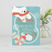 Polar Beer Winter Pool Party Verjaardagsuitnodigin Kaart (Staand voorkant)