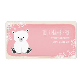 Polar Beer Winter Roze Meisje Baby shower Etiket