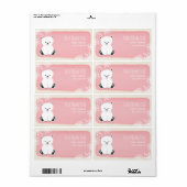 Polar Beer Winter Roze Meisje Baby shower Etiket (Full Sheet)