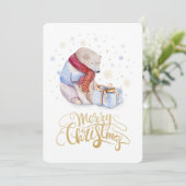 Polar Beer Winter Snow Merry Kerstmis Feestdagenkaart (Staand voorkant)