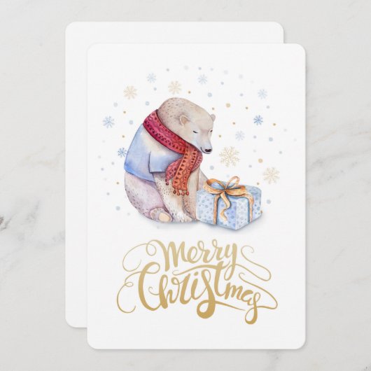 Polar Beer Winter Snow Merry Kerstmis Feestdagenkaart (Voorkant / Achterkant)