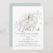 Polar Beer Winter Snowflake Blue Boy Baby shower Kaart (Voorkant / Achterkant)