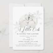 Polar Beer Winter Snowflake Blue Boy Baby shower Kaart (Voorkant)