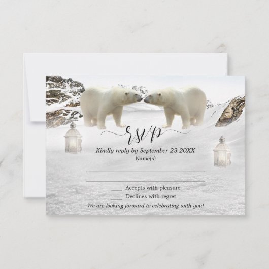 Polar Beer Winter Wedding RSVP-kaart Kaart (Voorkant)