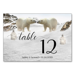 Polar Beer Winter Wedding Table Number Kaart