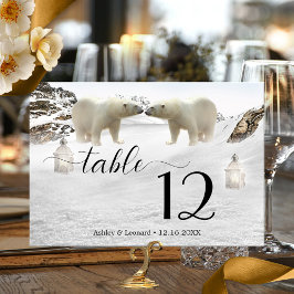 Polar Beer Winter Wedding Table Number Kaart