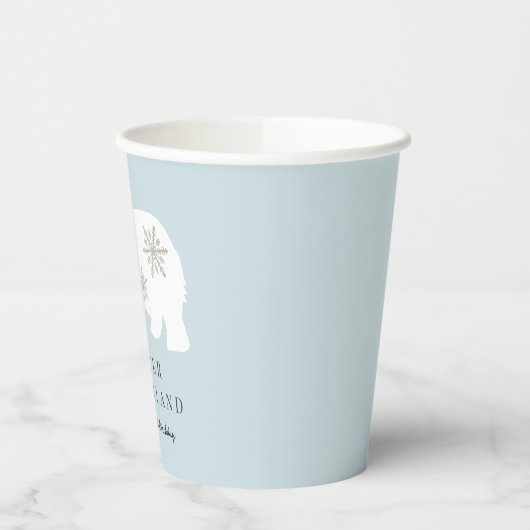 Polar Beer Winter Wonderland Blue 1st Birthday Papieren Bekers (Links)