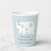 Polar Beer Winter Wonderland Blue 1st Birthday Papieren Bekers (Voorkant)