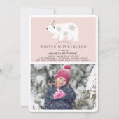 Polar Beer Winter Wonderland Foto Roze Verjaardag Kaart (Voorkant)