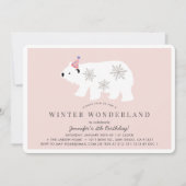 Polar Beer Winter Wonderland Pink Birthday Kaart (Voorkant)