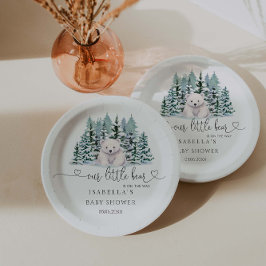 Polar Beer Winter Woodland Minimalistisch Baby sho Papieren Bordje