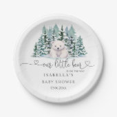 Polar Beer Winter Woodland Minimalistisch Baby sho Papieren Bordje (Voorkant)