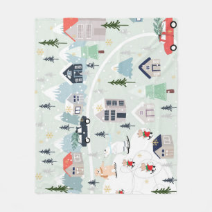 Polar beer winterlandschap, Kerstmis achtergrond. Fleece Deken