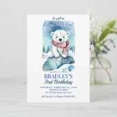 Polar beer winterverjaardagsfeestje sjabloon kaart (Staand voorkant)