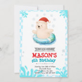 Polar beer winterzwembad feestuitnodiging kaart (Voorkant)