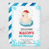 Polar beer winterzwembad feestuitnodiging kaart (Voorkant / Achterkant)