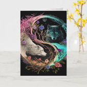 Polar Beer Wolf Yin Yang Grafische Kunstkaart Kaart (Gele Bloem)
