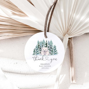Polar Beer Woodland Winter Baby shower Bedankjes Labels