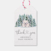 Polar Beer Woodland Winter Baby shower Cadeaulabel (Voorkant)
