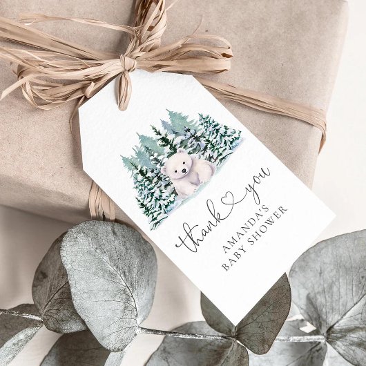 Polar Beer Woodland Winter Baby shower Cadeaulabel