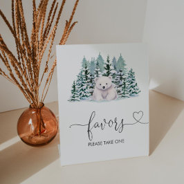 Polar Beer Woodland Winter Baby shower Gunsten Reclamebord Met Voetstuk