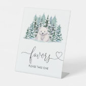 Polar Beer Woodland Winter Baby shower Gunsten Reclamebord Met Voetstuk (Voorkant)