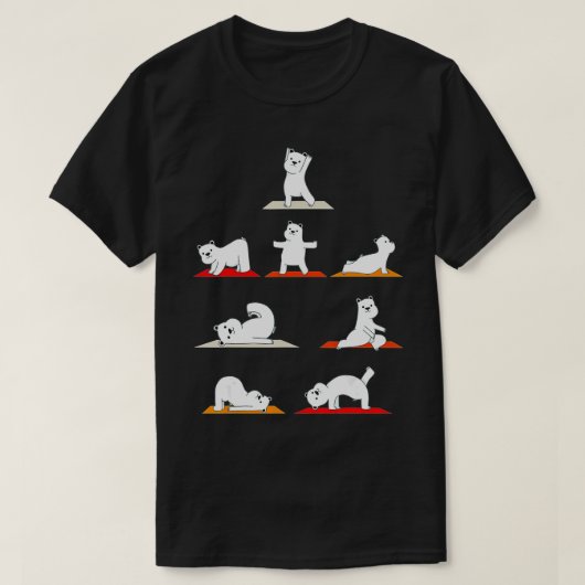 Polar Beer Yoga Poses Streching Polar Beren Medita T-shirt (Design voorkant)