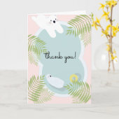 Polar Beer Zwembad Party Roze Dank u Kaart (Gele Bloem)