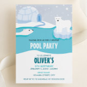 Polar Beer Zwembad Party Verjaardagsuitnodiging Kaart