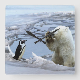 Polar Beerwelp & Pinguïn Beste Vrienden Wandklok