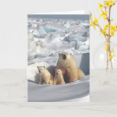 Polar Beren Arctic Wildlife Blank Wenskaart Kaart (Gele Bloem)