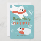 Polar Beren Beary Merry Christmas Kaart (Voorkant)
