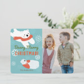 Polar Beren Beary Merry Christmas Photo Card Kaart (Staand voorkant)