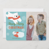 Polar Beren Beary Merry Christmas Photo Card Kaart (Voorkant)