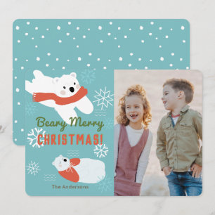 Polar Beren Beary Merry Christmas Photo Card Kaart