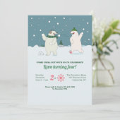 Polar Beren Birthday Party Invitation Kaart (Staand voorkant)